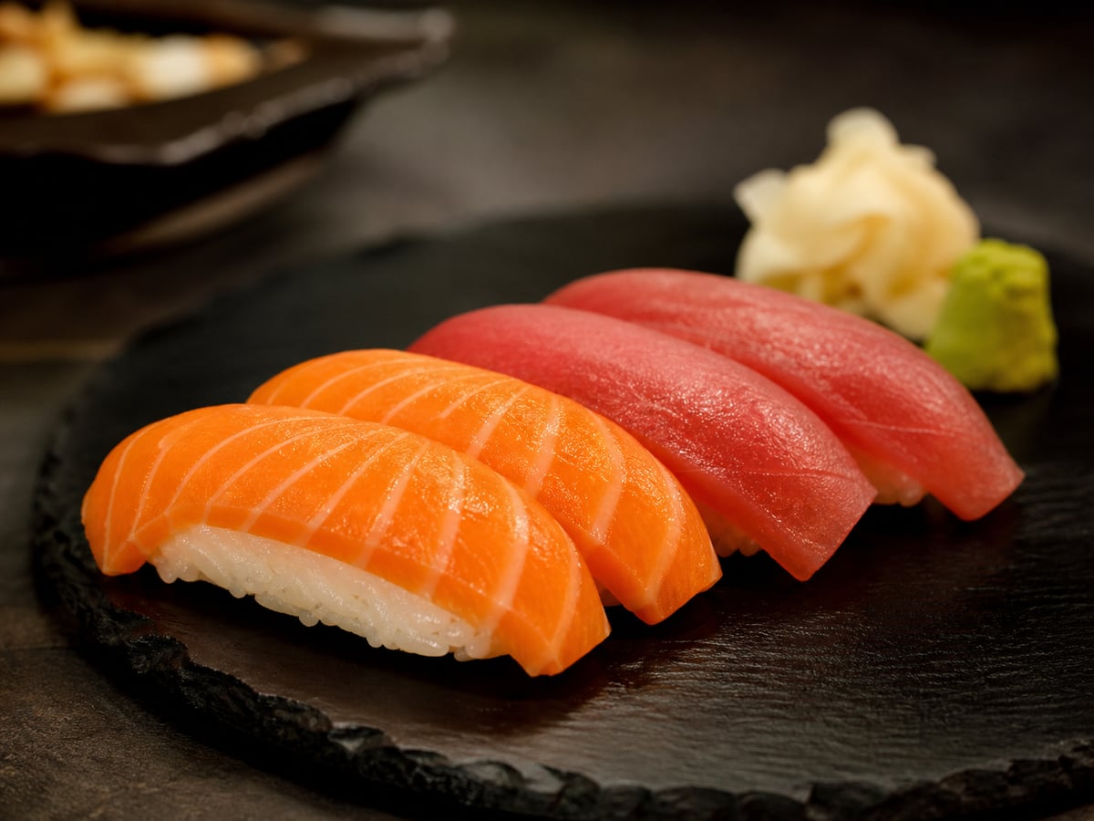 Nigiri z łososiem - pozycja menu Panda Sushi